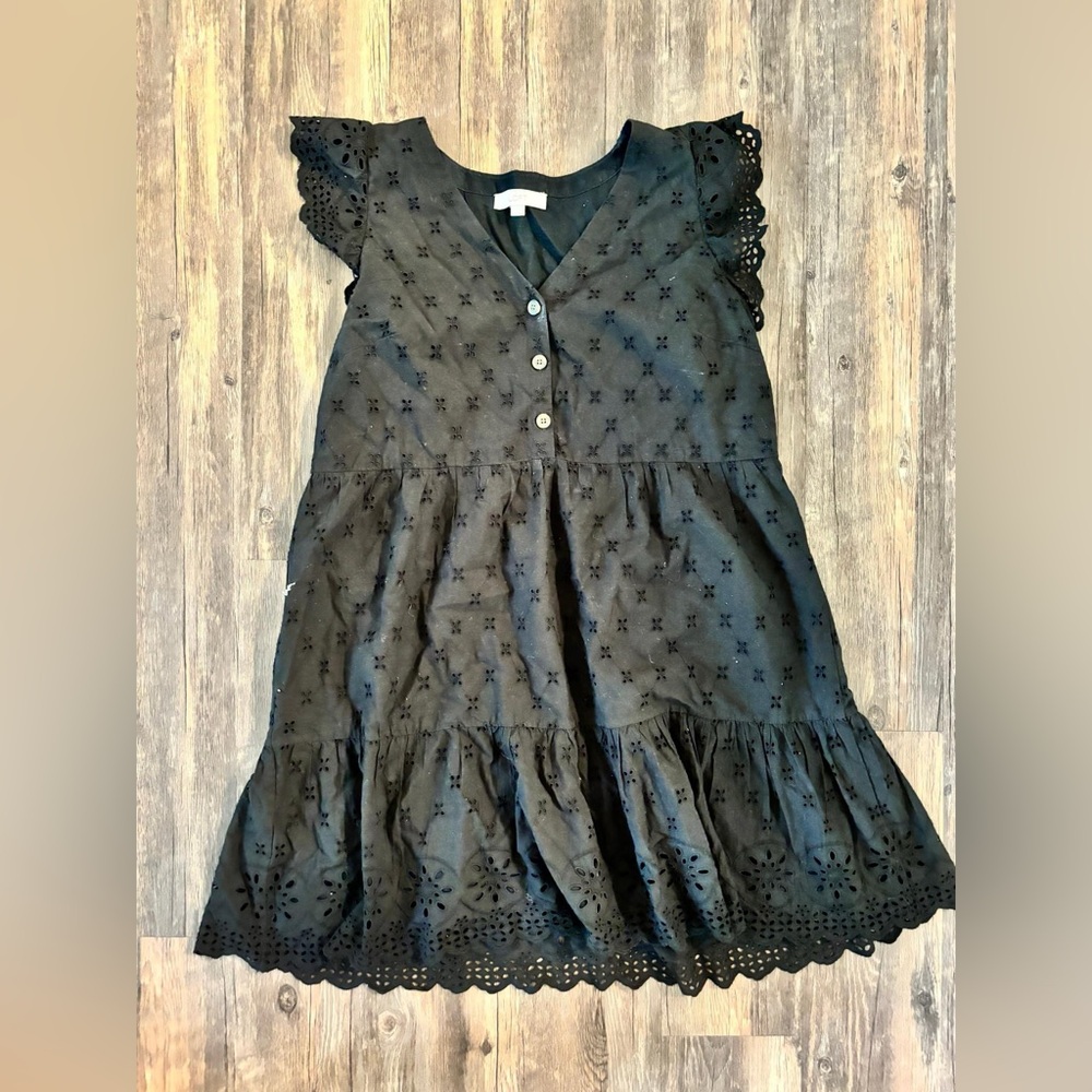 Loft Black Eyelet Dress, 100% cotton, size 12